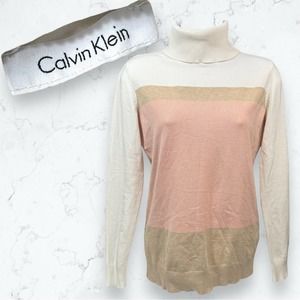 Calvin Klein Colorblock Turtleneck Pullover Sweater